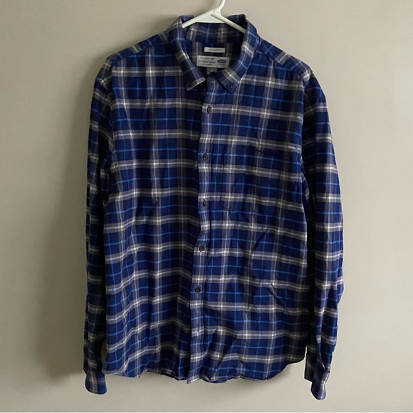 Old Navy Slim Fit Oxford Shirt Blue Plaid XL - Picture 1 of 5
